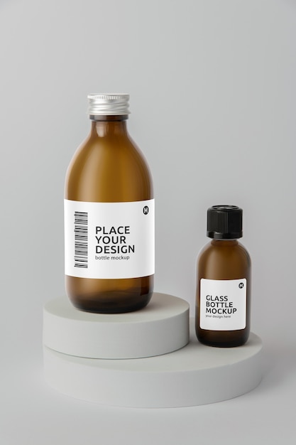 Glasflasche mit Tag-Attrappe