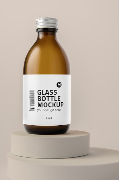 Glasflasche mit Tag-Attrappe