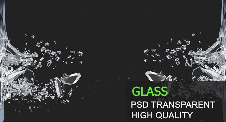 Glass debris in 3d rendering isolated design Premium Psd
