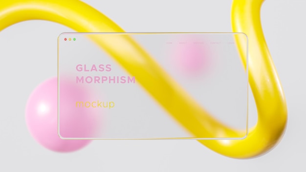 Glass morphism gradient mockup ui ux 3d colorful abstract background