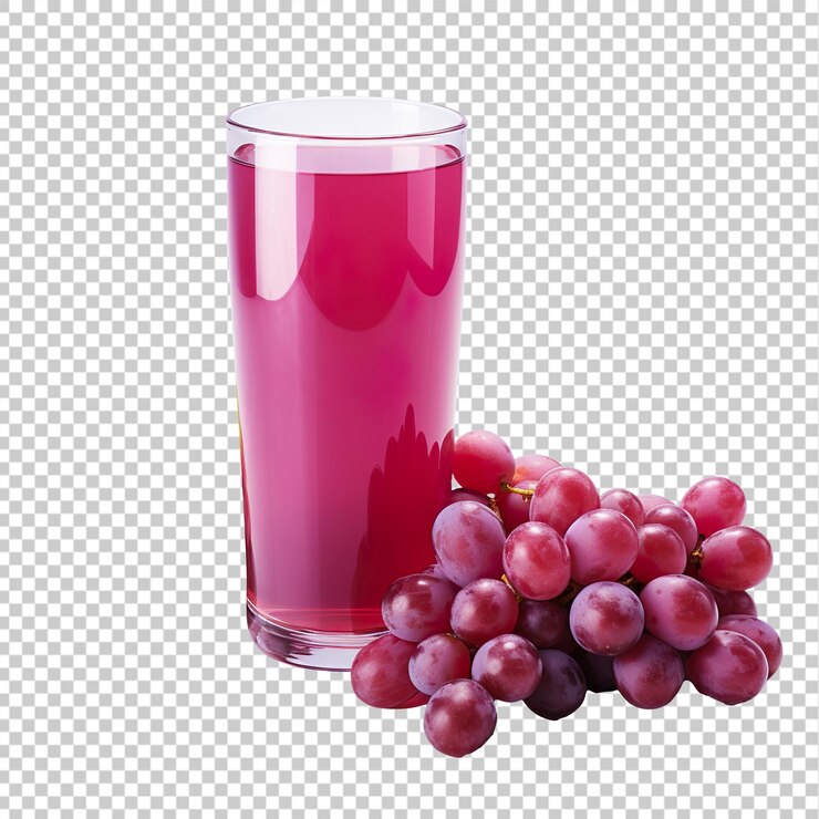 PSD glass of grape juice isolated on transparent background