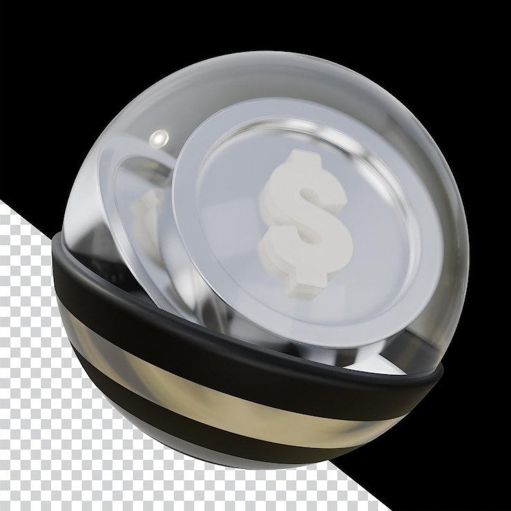 PSD glass sphere coin isometric graphic design silver metallic concept materials