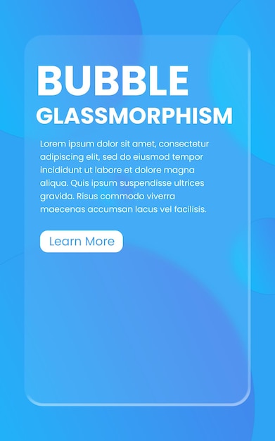 Glassmorphism de bolha fundo azul