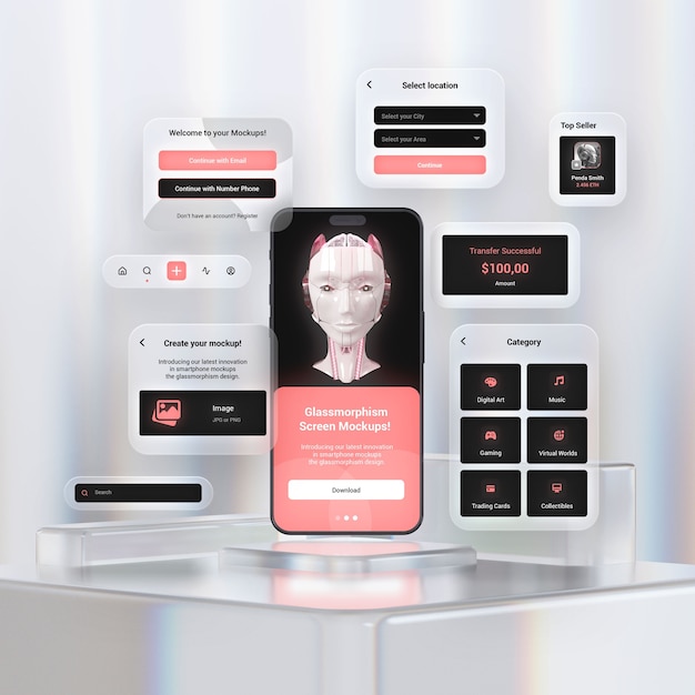 Glassmorphism Smartphone-Mockup-Design