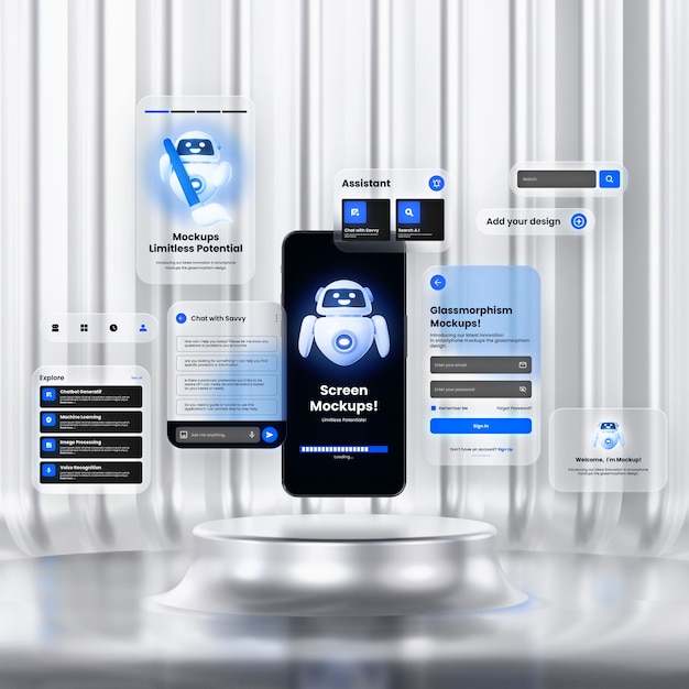 PSD glassmorphism smartphone-mockup-design