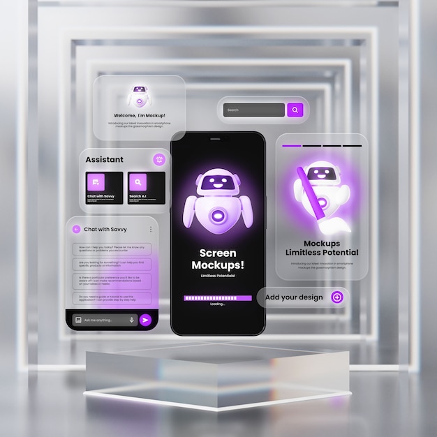 PSD glassmorphism smartphone-mockup-design