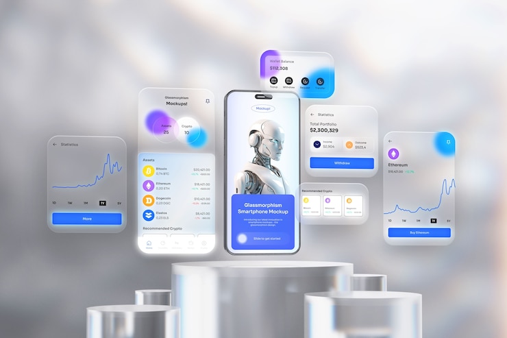 PSD glassmorphism smartphone-mockup-design