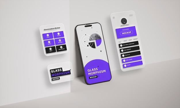 PSD glassmorphism smartphone-mockup-design