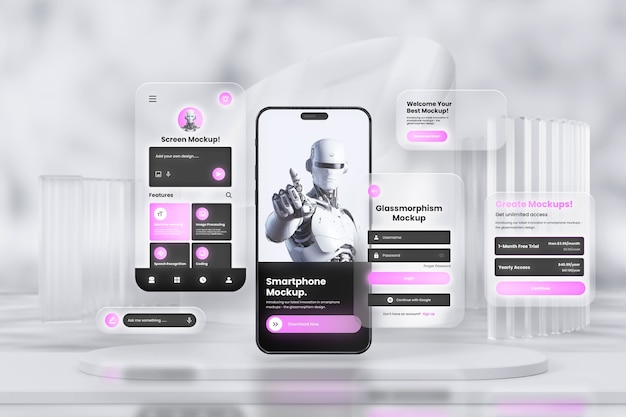 PSD glassmorphismus-smartphone-mockup