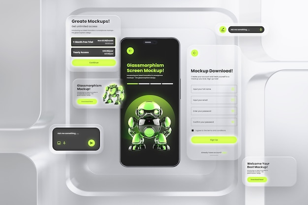 PSD glassmorphismus-smartphone-mockup