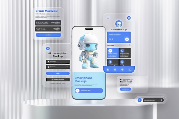 Glassmorphismus-Smartphone-Mockup