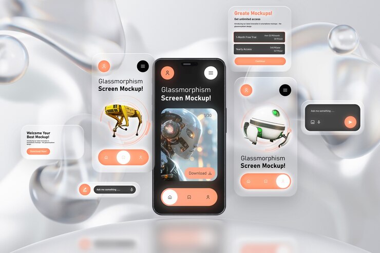 PSD glassmorphismus-smartphone-mockup