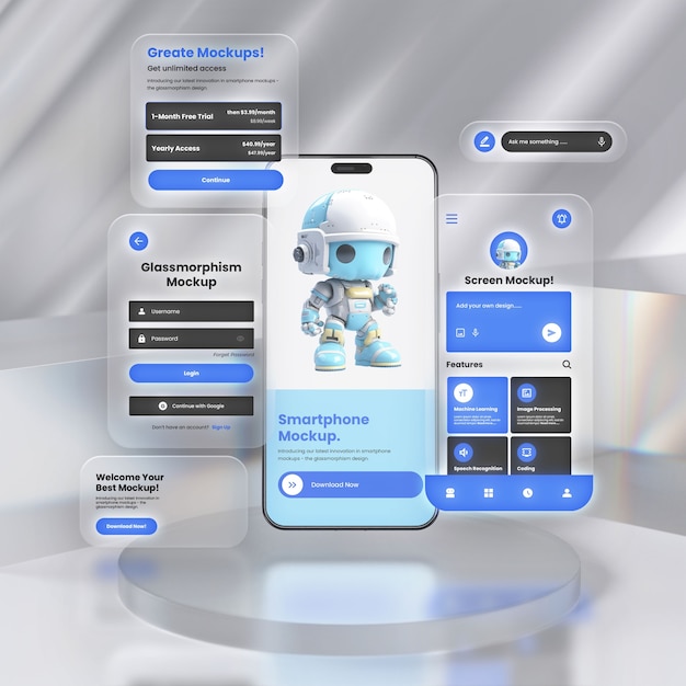Glassmorphismus-Smartphone-Mockup