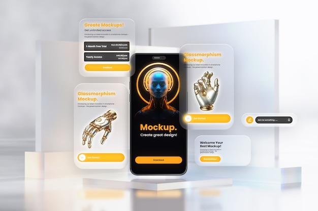 Glassmorphismus-Smartphone-Mockup