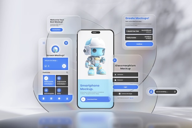 Glassmorphismus-Smartphone-Mockup