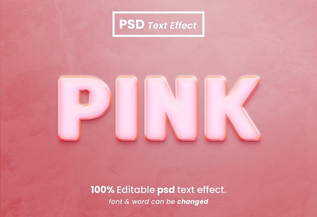 Glasstil Rosa 3D-Texteffekt