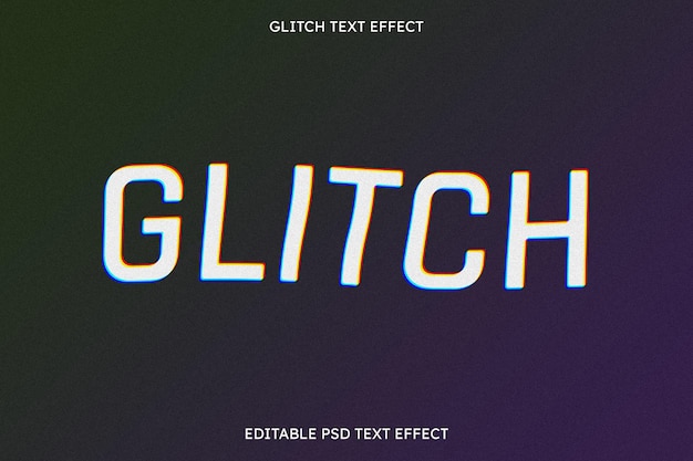 Glitch bearbeitbarer Texteffekt auf violettem Hintergrund mit Farbverlauf