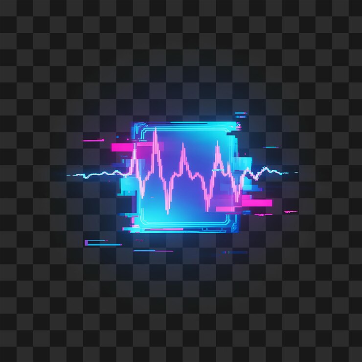 PSD glitch futuristic heartbeat neon ekg waveform con estilo png de cyberpunk también se puede encontrar en otros sitios.