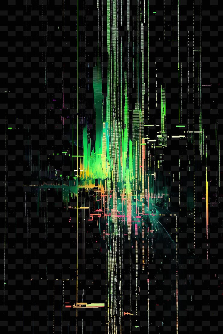 PSD glitch de paisaje virtual png con patrones de glitch ilustración de formas abstractas textura de fondo