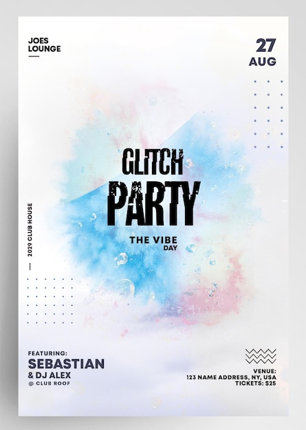 Glitch Party Veranstaltung DJ Flyer Design