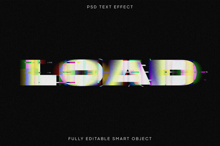 PSD glitch psd text effect template