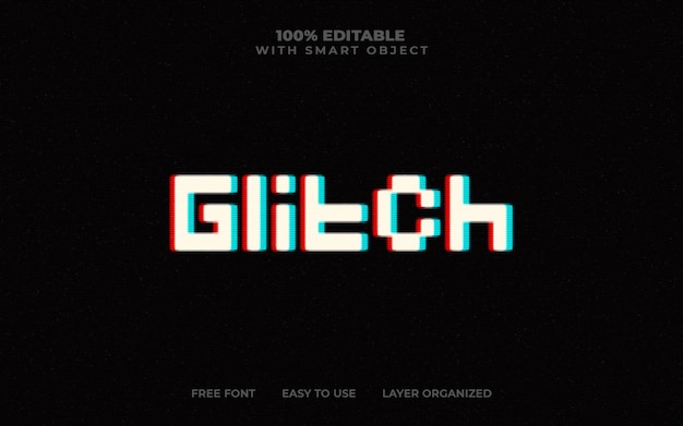 Glitch text effect style photoshop