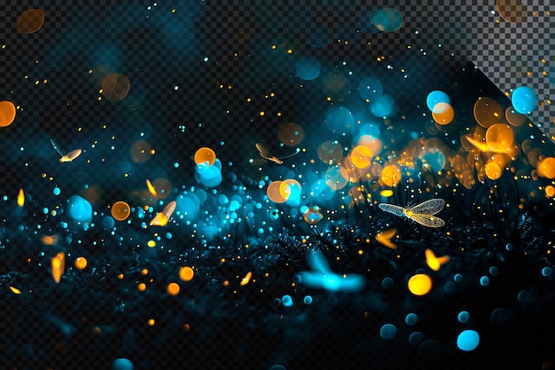 Glitter brillante partículas mágicas de bokeh en un fondo transparente