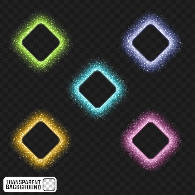Glitter Neon Diamond Frames Collection Transparent Background