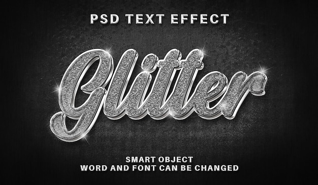 Glitter silver text effect template