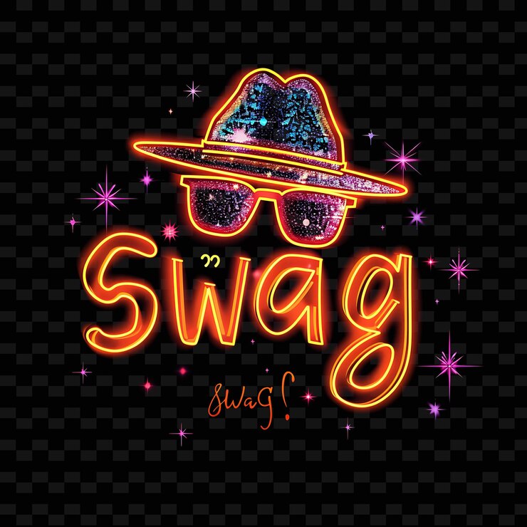 PSD glittering swag texto con neón de color naranja decoración parpadeante png y2k inspirado decorativo