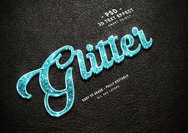 PSD glitzer 3d-texteffekt