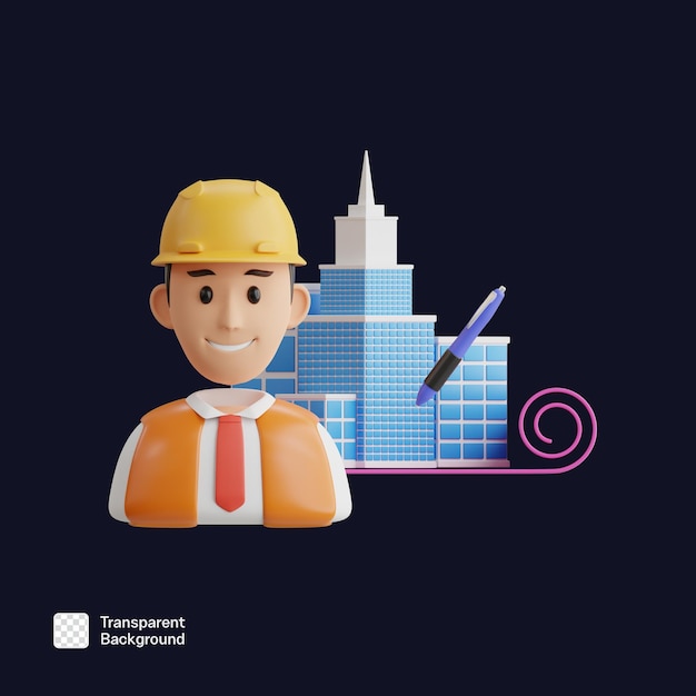Global Business Architect 3D-Icon PNG-Vorlage