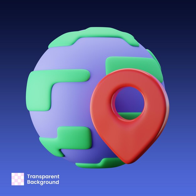 Global Location Icon Earth and Pinpoint Marker