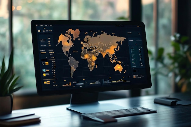 Globale Datenvisualisierung auf dem Computerbildschirm