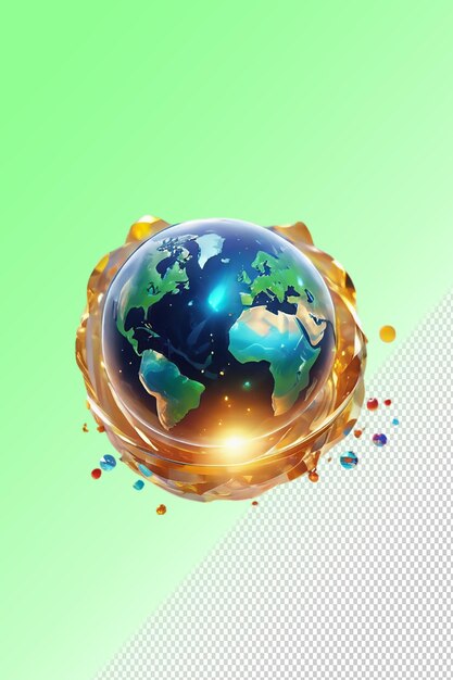 PSD un globe avec une carte du monde dessus