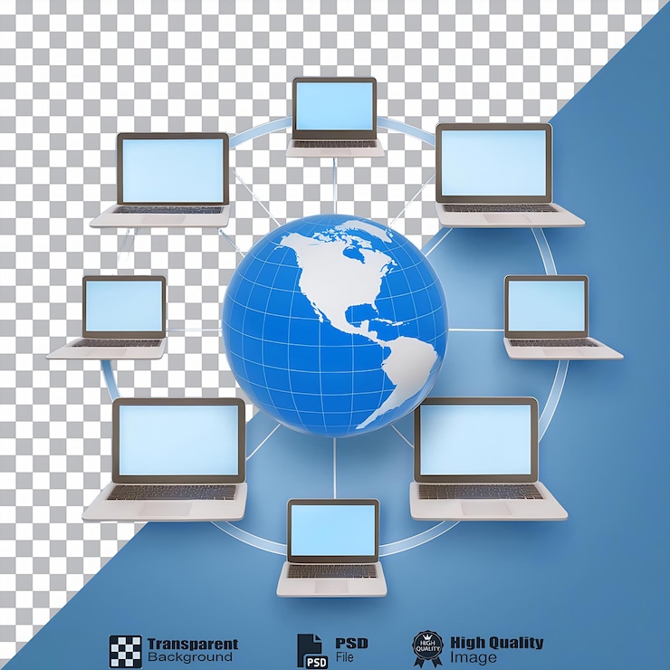 PSD con globe computer share design web aislado en un fondo transparente