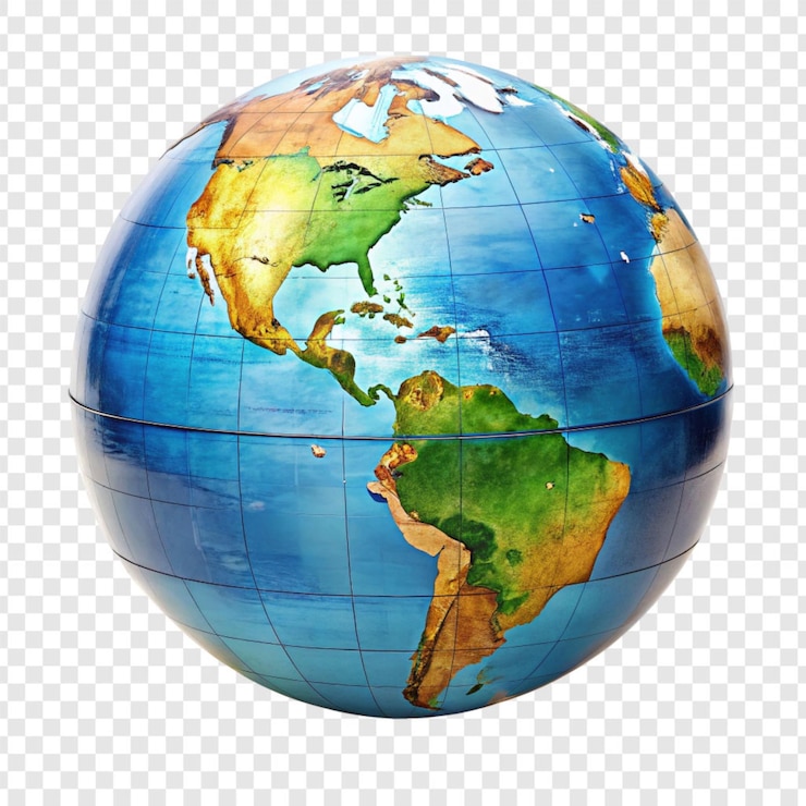 PSD globe isolated on transparent background