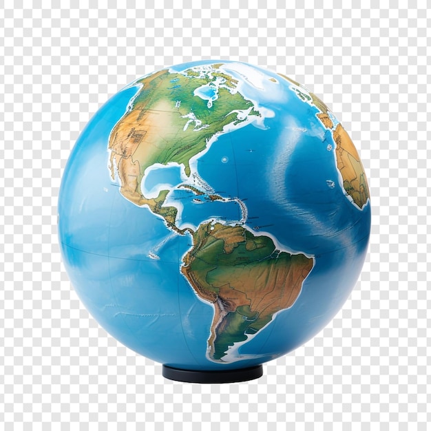 PSD un globe avec le monde dessus isolé sur un fond transparent