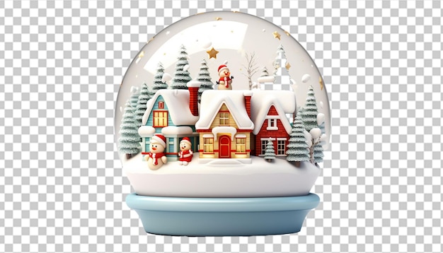 PSD un globe de neige 3d avec une scène festive