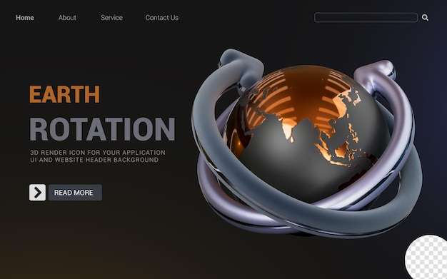 PSD globe avec signe de flèche de rotation sur fond sombre concept de rendu 3d pour le changement de temps