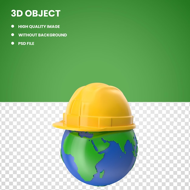 Globo 3d con casco de seguridad