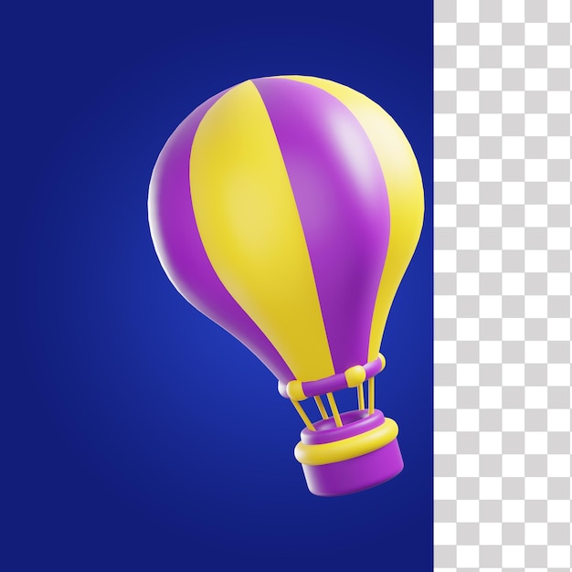 PSD un globo aerostático con un diseño morado y amarillo.