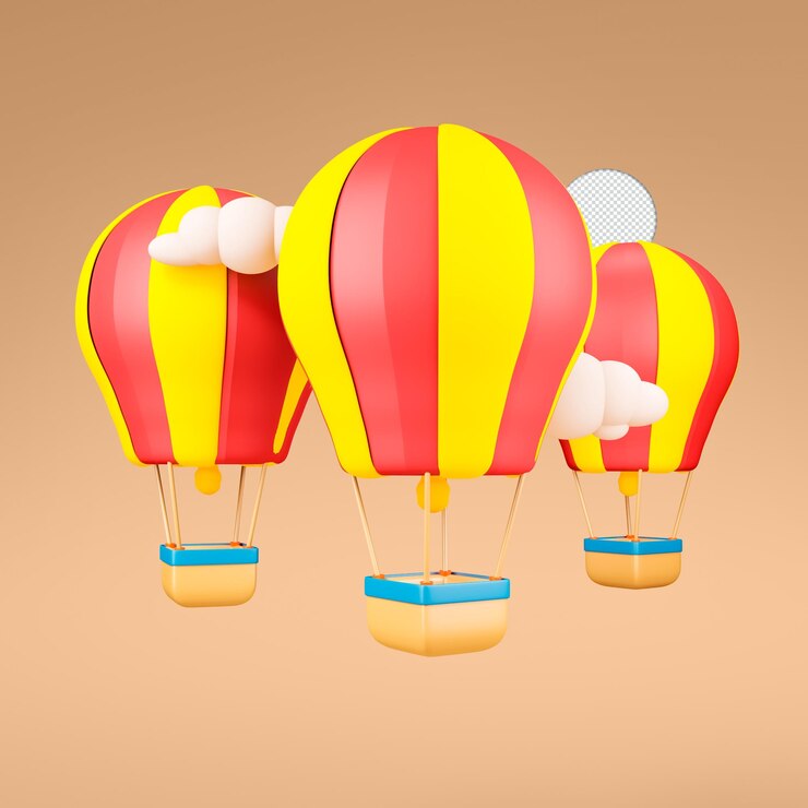 PSD globo de aire caliente icono aislado 3d render ilustración