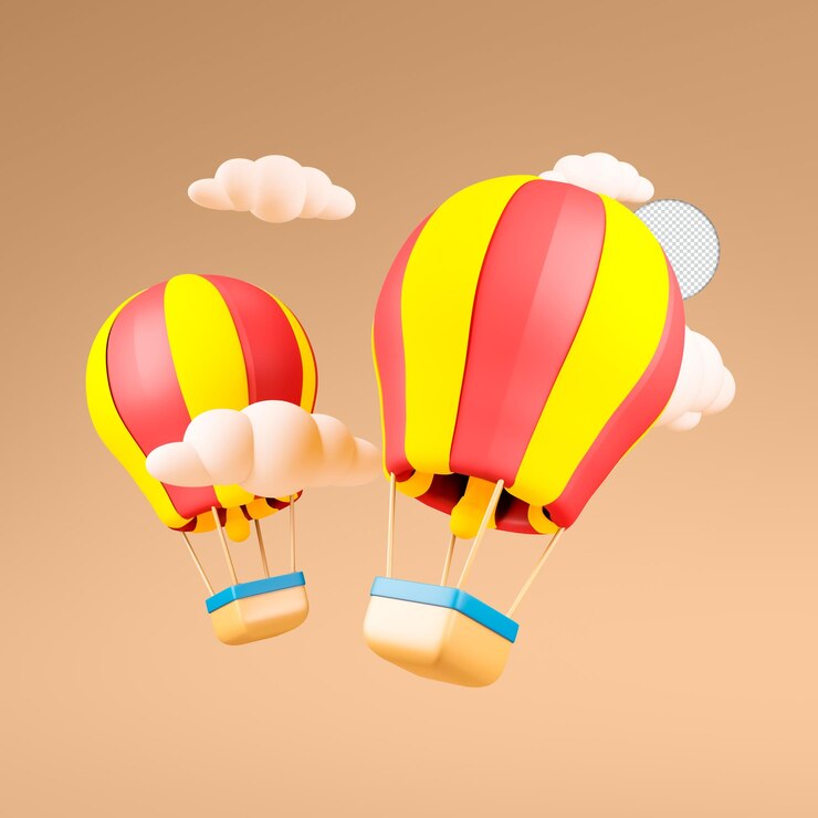 PSD globo de aire caliente icono aislado 3d render ilustración