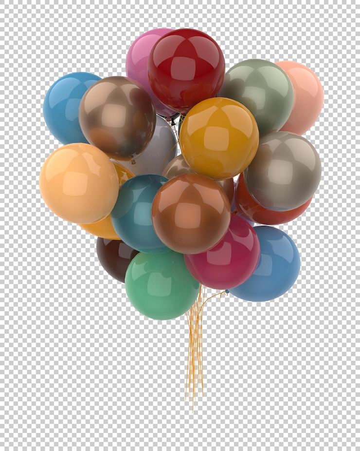 PSD globo de aire caliente en la ilustración de renderizado 3d de fondo transparente