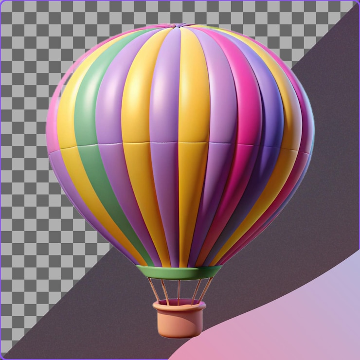 PSD el globo de aire caliente de rayas coloridas