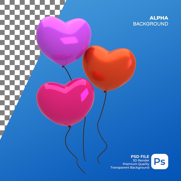 Globo de amor colorido render 3d