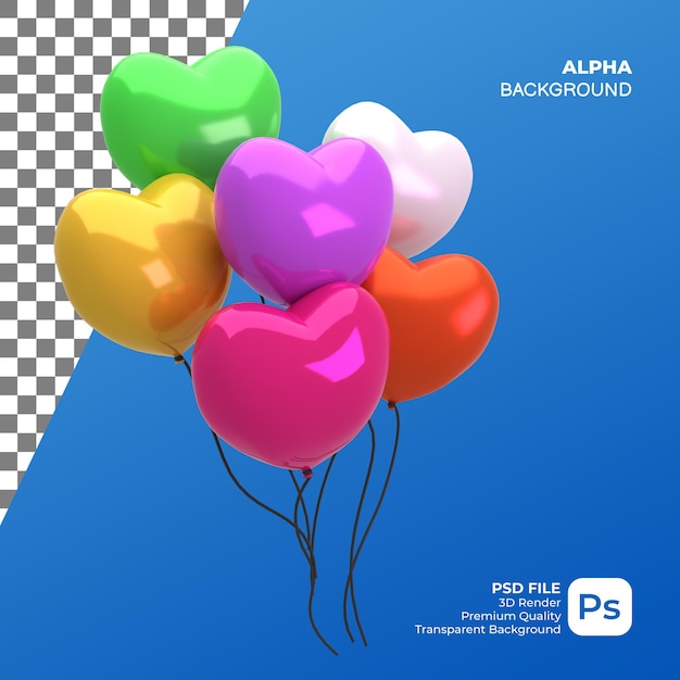 Globo de amor colorido render 3d