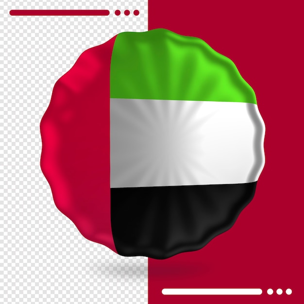 Globo con la bandera de emiratos árabes unidos en render 3d