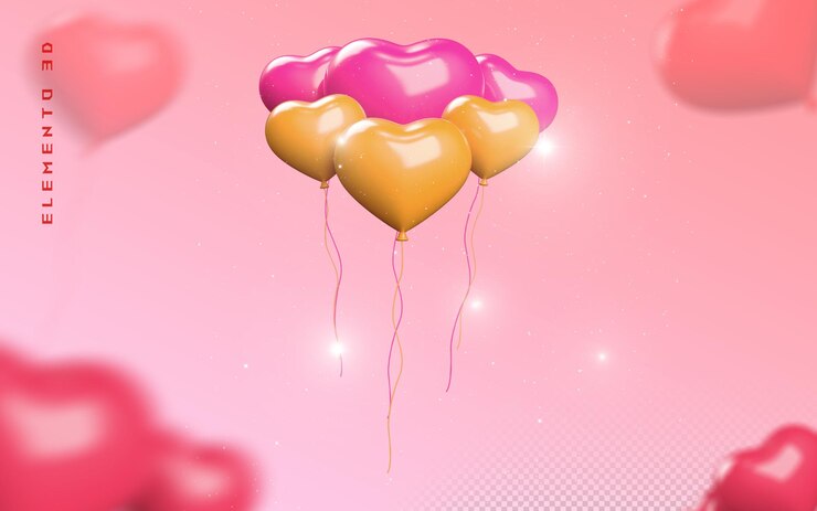PSD globo de corazón 3d día de san valentín